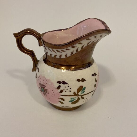 Vintage Porcelain Louis XV Pitcher Creamer Hand Painted Gold Finish - Picture 10 of 10